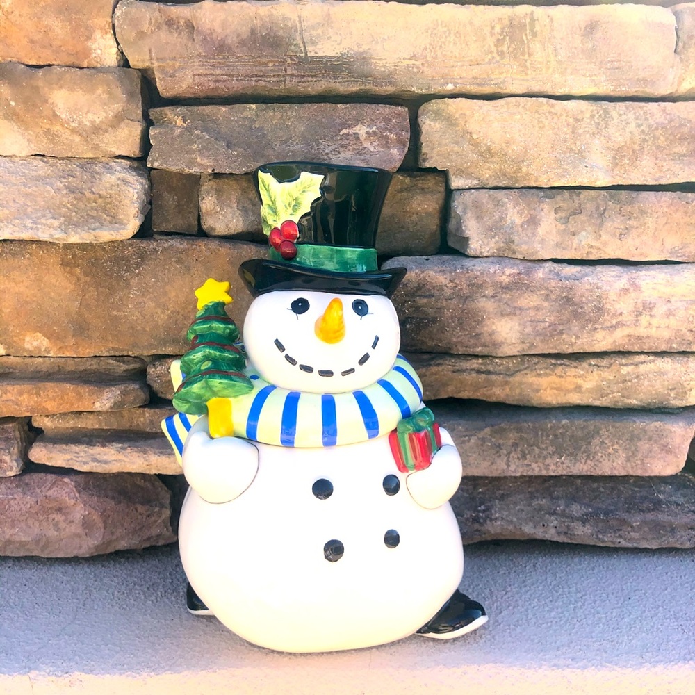 Christmas cookie jar snowman by Fritz and Floyd